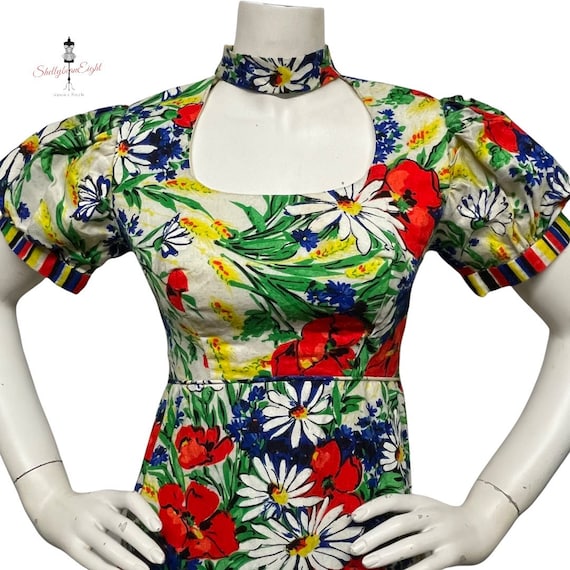 Vintage 1960s 1970s Floral Bold Multicolor Choker… - image 2