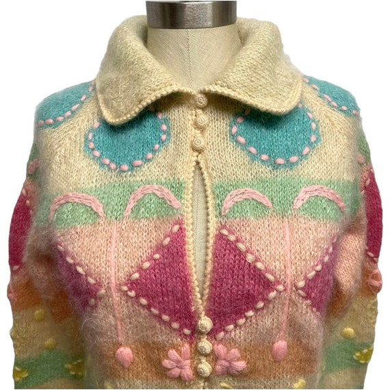 VINTAGE Neiman Marcus Hand Knit 1960s Fuzzy Furry… - image 3