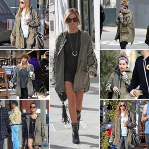 Chaqueta parka militar con plumas doradas y diamantes de imitación verdes de FREE PEOPLE M RARO imagen 6