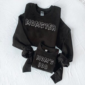 Momster Adult Crewneck, Mom&#39;s Boo Toddler Crewneck, Halloween Sweatshirts, Mommy and Me