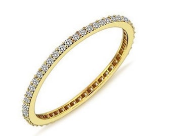 Anillo apilable de oro, diseño minimalista, de oro macizo de 9 quilates con diamantes.