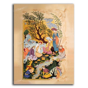 Miniature painting of Persian banquet canvas | Persian wall art | Iranian art | Persian gift | Persian home decor | Best quality
