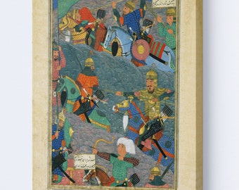Shahname Miniature canvas | Shahnama painting | The Battle Between Kay Khusraw and the King of Makran | Persian home decor | Best quality