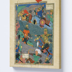 Shahname Miniature canvas | Shahnama painting | The Battle Between Kay Khusraw and the King of Makran | Persian home decor | Best quality