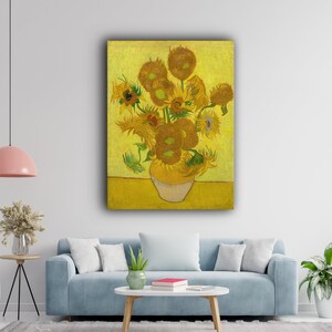 Enhanced Canvas Print of Sunflowers by Vincent van Gogh, Wall art Ready to hang, Famous Painting, Museum Quality Print, Modern art Painting