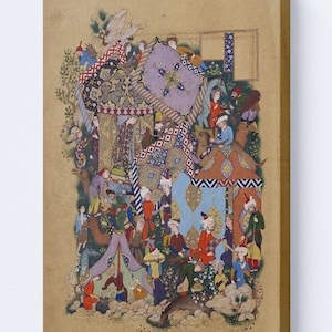 Love Persian Miniature painting of Layla and Majnun canvas | Persian wall art | Iranian art | Persian home decor | Best quality
