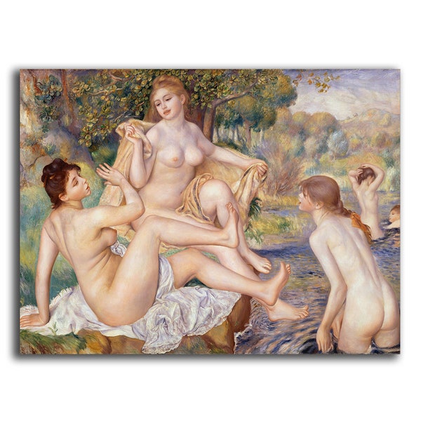 Nackte Frauen Baden in berühmten französischen Gemälde Leinwand | The Large Bathers Kunstdruck | Pierre-Auguste Renoir Leinwand | Beste Qualität