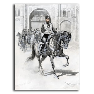 Shah qajar painting | qajar king painting | Mozaffar al-Din Shah painting | Iranian art | Persian gift | Persian home decor | Best quality