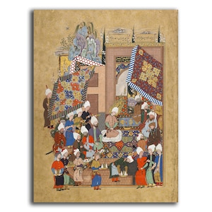 Persian Miniature canvas of a royal banquet | Haft Awrang (Seven Thrones) by Jami | Persian wall art | Persian home decor | Best quality