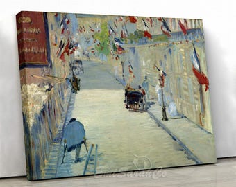 エドゥアール・マネ、旗飾りのモニエ通り、希少な画集より、状態良好 エドゥアール・マネ、旗飾りのモニエ通り、希少な画集より、状態