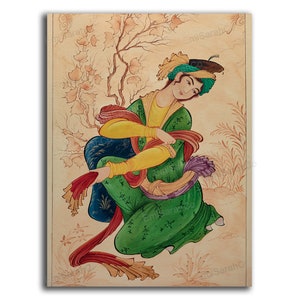 Persian painting print | Persian girl miniature | Persian wall art | Persian art | Persian | Iranian art | Persian gift | Persian decor