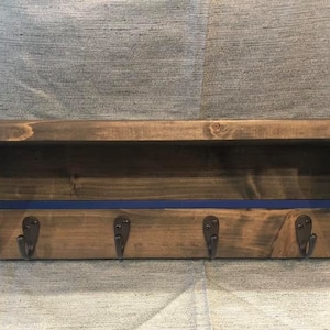 Thin Blue Line Key Holder, wooden Shelf, law enforcement decor