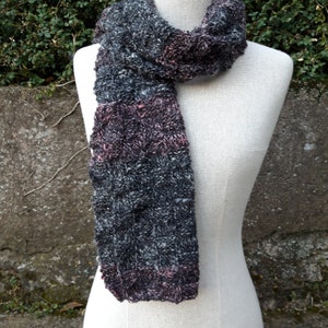 Hand-knitted scarf in wool, cashmere and silk