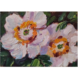 Tarjeta ACEO de peonía de árbol, pintura al óleo ACEO, pintura al óleo floral, flor de peonía, bellas artes florales, pintura de peonía de árbol 2,5 X 3,5 pulgadas