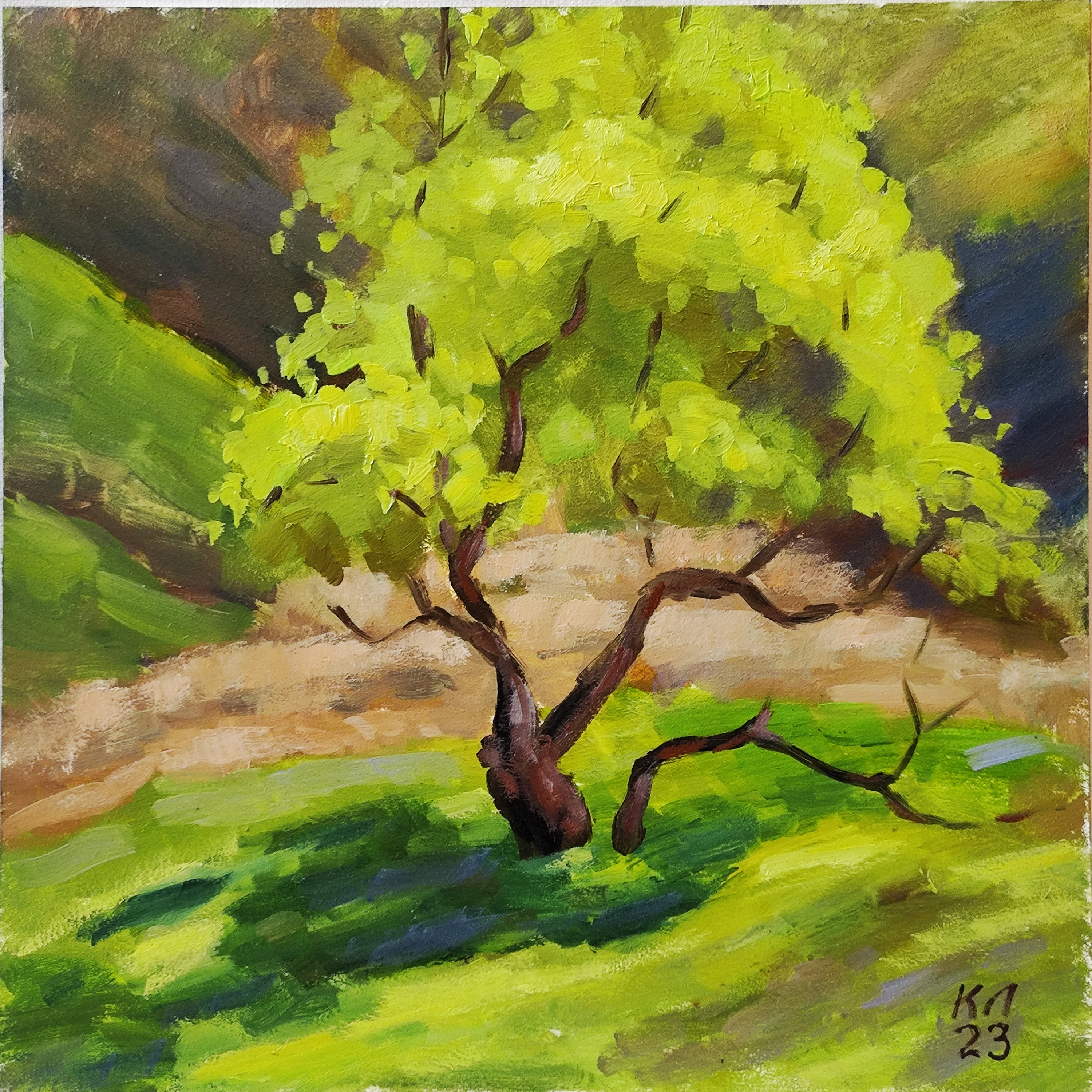 Spring Landscape, Rural Oil Painting With Tree, 11.8 Х 11.8 In - Etsy