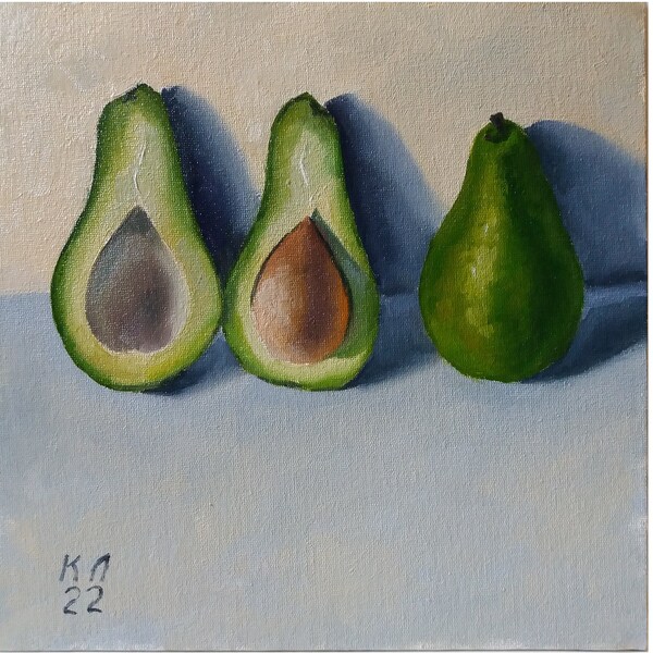 avocado oil painting 9.84 X 9.84 in, vegetable still life