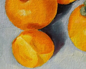 柿の油絵、静物画 7.8 x 7.8 インチ - Etsy 日本