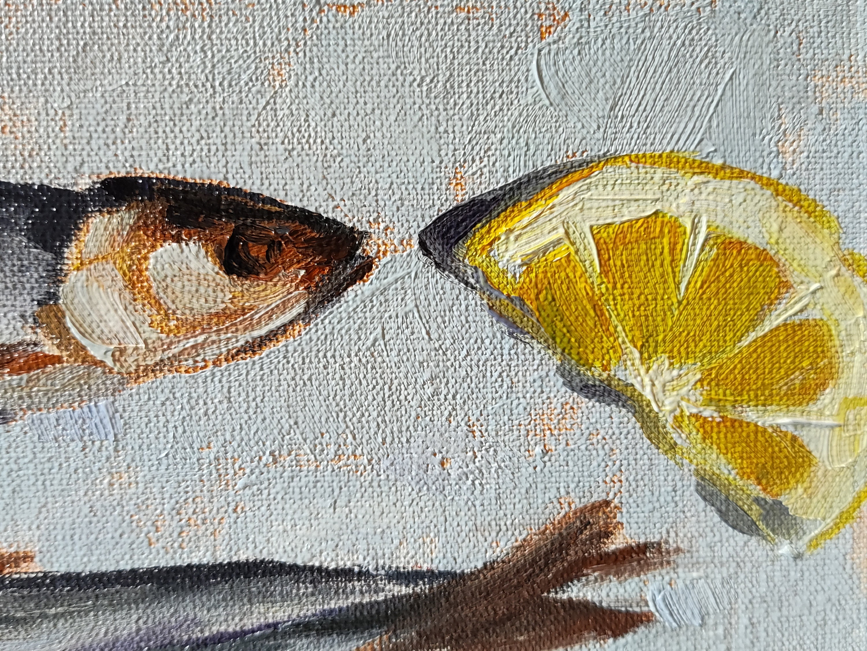魚の小さな油絵、7 x 9.84 インチ、食べ物の静物画 - Etsy 日本