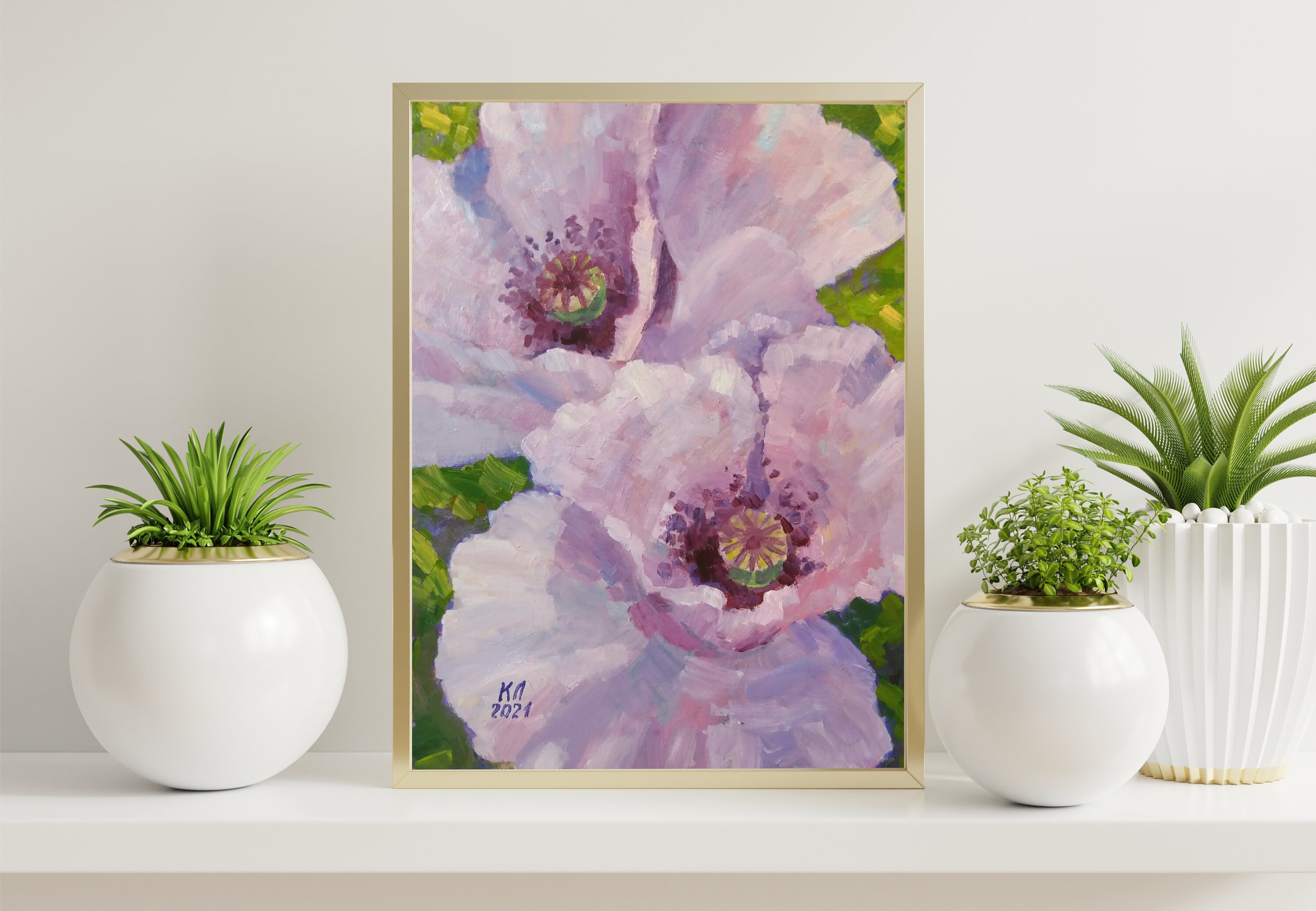 Poppy Original Floral Oil Painting on Cardboard, Pink Flower - Etsy