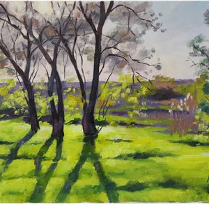 Original oil painting, Ukrainian spring landscape, oil on canvas 11.8 Х 15.7 in