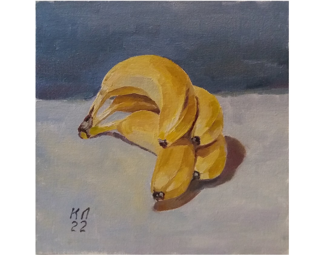 Banana Oil Painting on Canvas Board, Still Life Etsy