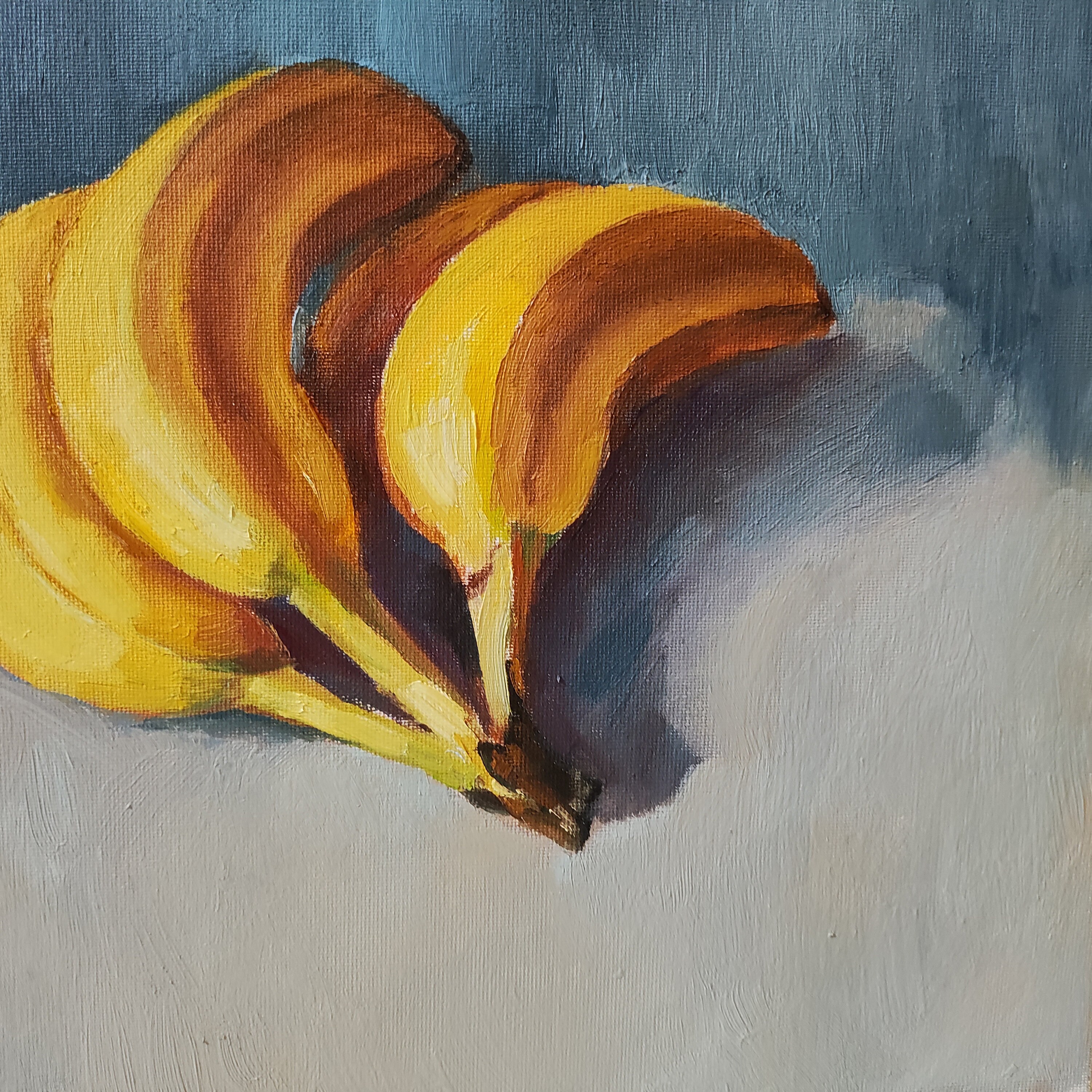 バナナの油絵 バナナの油絵：フルーツの静物画アートプリント（デジタルダウンロード
