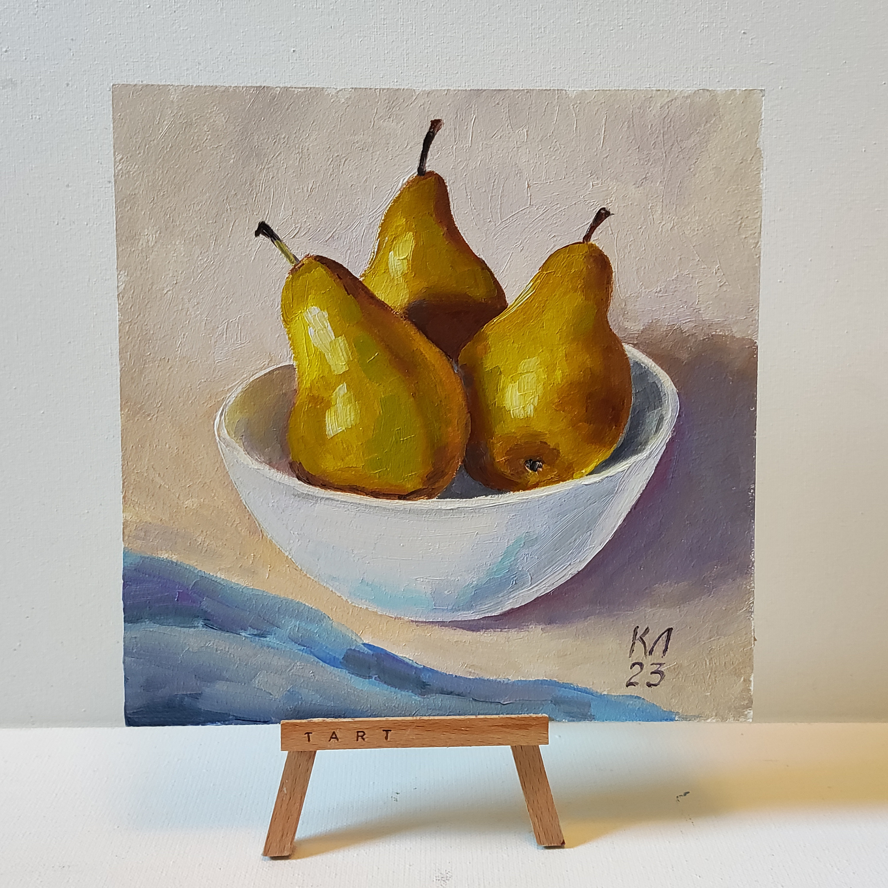 洋梨の油絵：キッチンの静物画、小さなフルーツの壁飾り - Etsy 日本