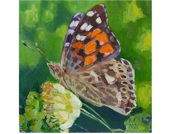 Peinture à l'huile de papillons, paysage animalier, peinture florale, toile toilée