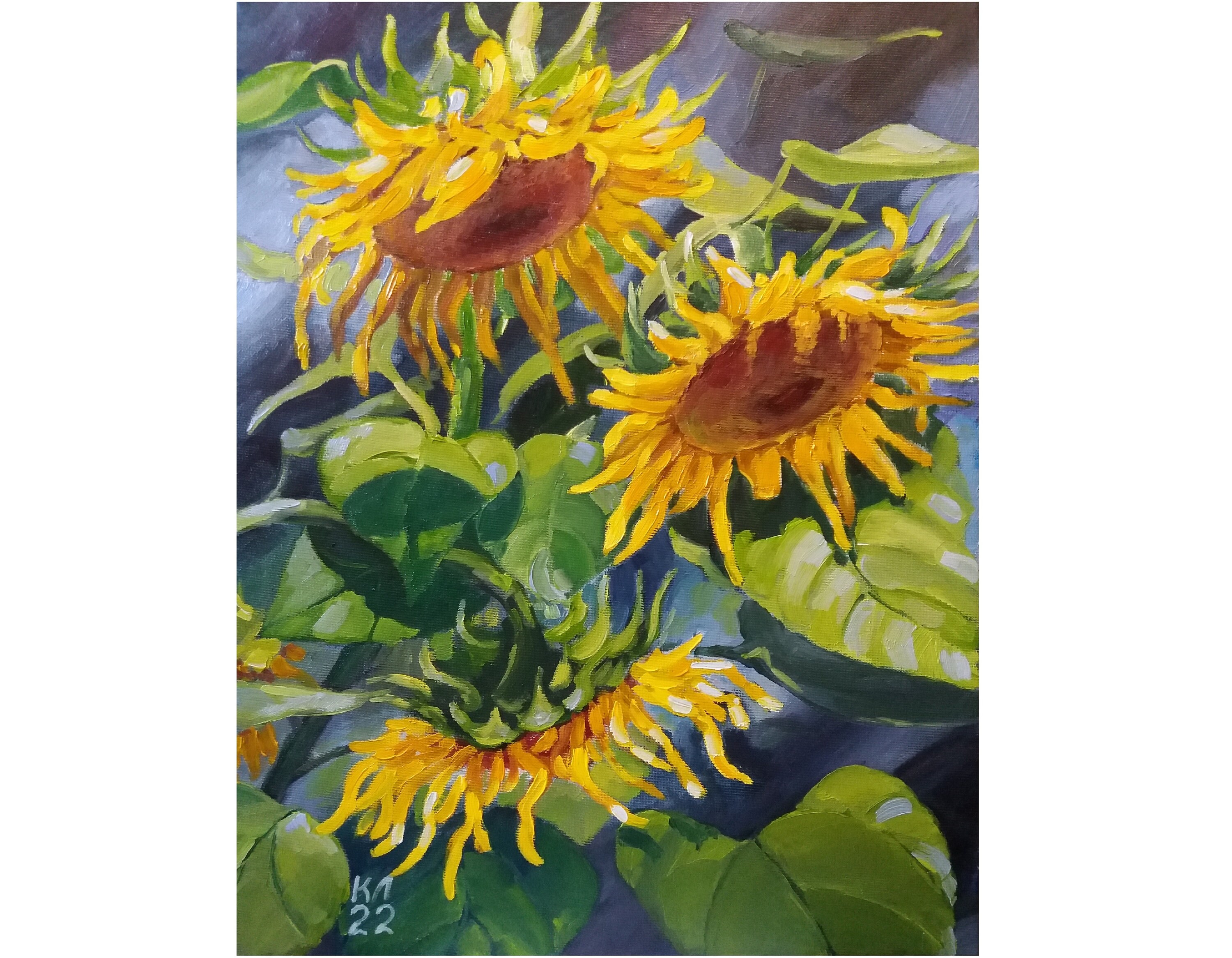 【売れ筋】 Sunflower Original Etsy - Canvas Stretched Painting, Oil 絵画