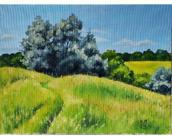 Ukrainian Summer Landscape Oil Painting on Canvas (11.8 Х 15.7 in)