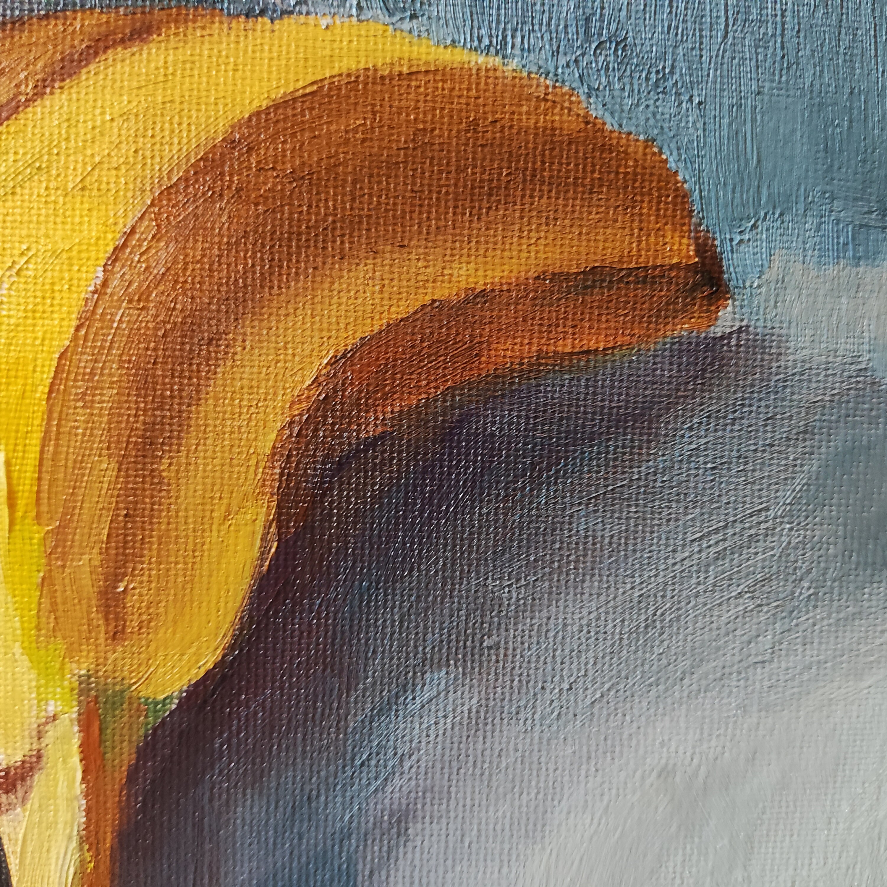 バナナの油絵 バナナの油絵：フルーツの静物画アートプリント（デジタルダウンロード