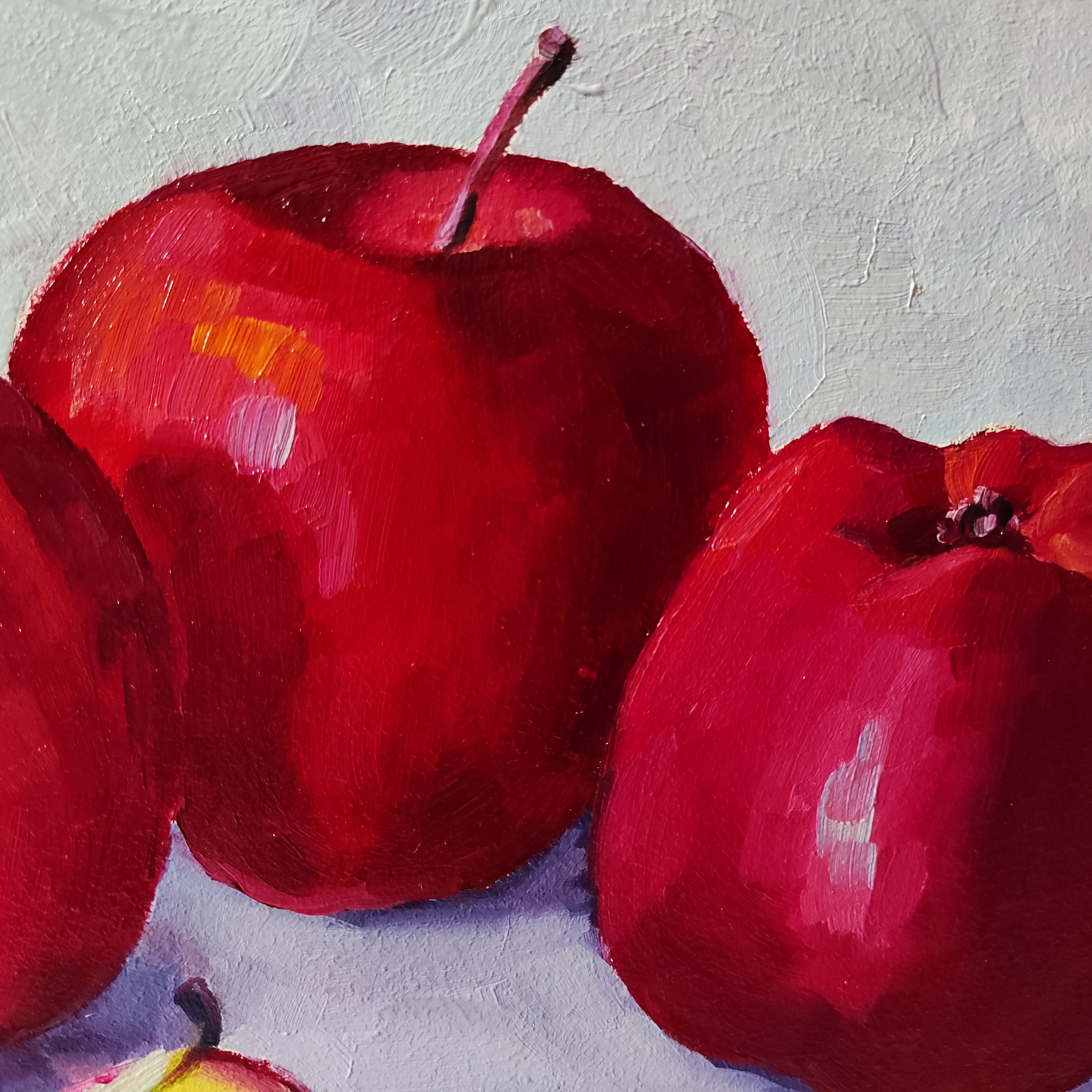 赤いリンゴの静物画、キッチン用の油絵、小さな絵画 - Etsy 日本