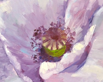 油絵、ポピーの花の風景 11.8 x 11.8 インチ - Etsy 日本