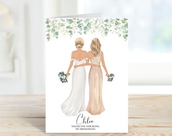 Thank you card for Bridesmaid, Wedding Card