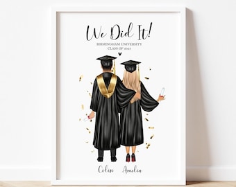 Personalised Couples Graduation Print, Graduation Gift for Boyfriend / Girlfriend, Cute Couples Graduation Gift, Best Friend Graduation