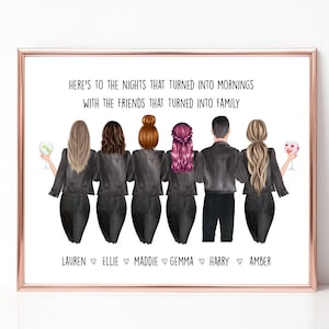 Best Friends Gift, 2-6 Friend Print,  Friendship Print, BFF Gift, Letterbox Gift, Friend Quote, Male Female Best Friend, Group friends print