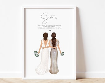 Personalised Gift for Bridesmaid, Sister of the Bride Gift, Maid of Honour Print