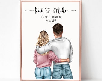 Personalised Couple Print, Gift for Boyfriend, Valentines Gift, Boyfriend Girlfriend Print, Anniversary Gift