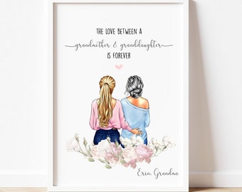 Gift For Grandma, Mothers Day Gift For Grandma, Grandma And Granddaughter Print, Mothers Day Print, Mothers Day Gift, Family Keepsake
