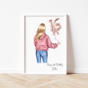 16th Birthday Gift for her, Personalised Birthday Print, Sweet 16, Sixteenth Birthday Present Ideas