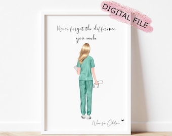 Gift for Nurse, Personalised Nurse Print, Nurse Graduation Gift, Nurse Retirement Gift, Nurse thank you gift, gift for nurses, Digital Print