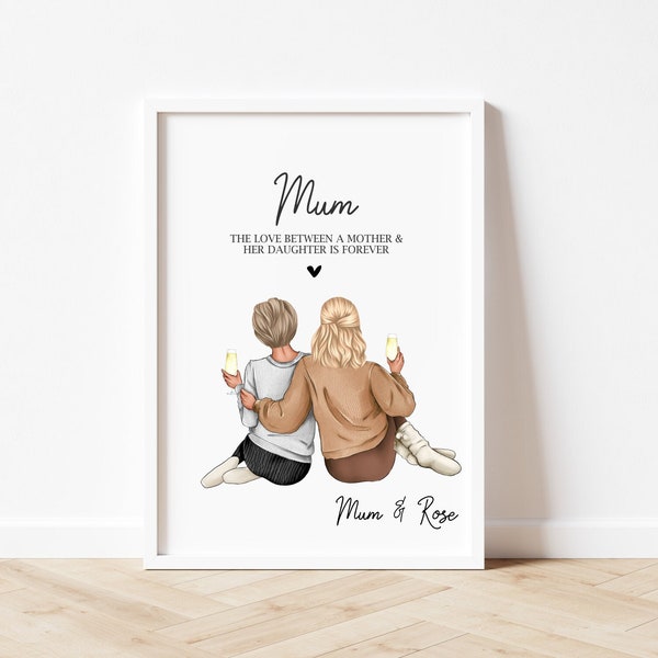 Personalised Mothers Day Gift, Mother Daughter Print, Birthday Gift For Mum, Mum Gift, Mothers Day Present, Christmas Gift for Mum Daughter