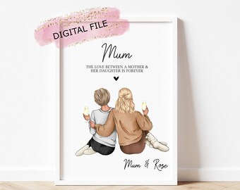 Personalised Mothers Day Gift, Mother Daughter Print, Birthday Gift For Mum, Mum Gift, Mothers Day Present, Christmas Gift for Mum Daughter