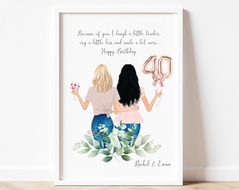 40th Birthday Gift for her, Friend Present, Birthday gift for friend, Best Friend Print, Friendship Gift, Personalised Birthday Gift