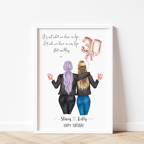 30th Birthday Gift For Her, Personalised 30th Birthday Present, Best Friend Print
