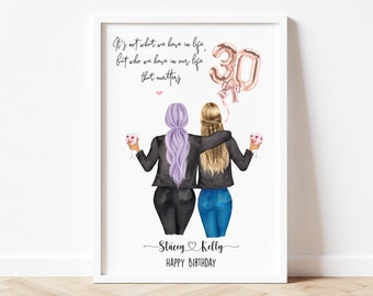 30th Birthday Gift For Her, Personalised 30th Birthday Present, Best Friend Print