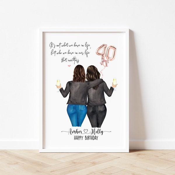 40th Birthday Gift For Her, Personalised 40th Birthday Present, Best Friend Print
