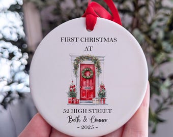 Adorno para la primera Navidad en casa nueva, adorno con dirección personalizada, regalo de inauguración de casa personalizado, decoración para pareja para casa nueva.