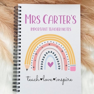 Personalized Teacher Notebook: Rainbow Design, End of Year Gift