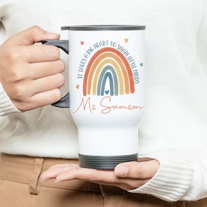 Personalized Rainbow Teacher Travel Mug: Stainless Steel Insulated Mug